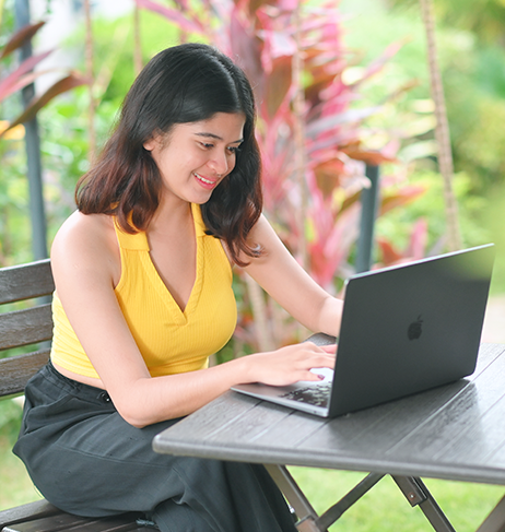 Girl using a laptop